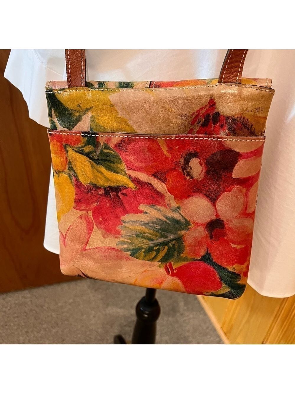 Patricia Nash Granada Floral Print Leather Crossbody Bag - Picture 2 of 6